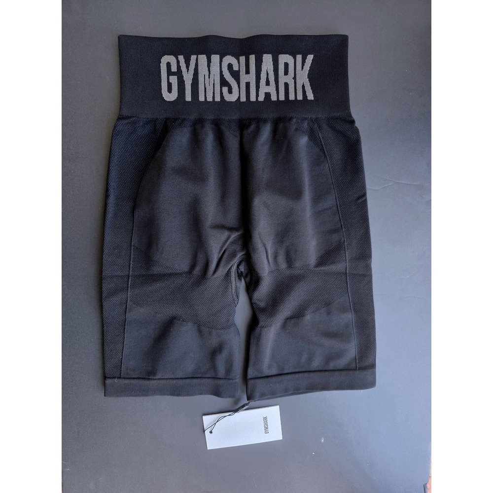 Gymshark Womens Flex Cycling Shorts S Seamless Biker Workout Black Charcoal NWT - Picture 15 of 17